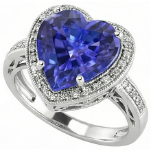 White Gold 14K Heart Tanzanite And Natural Earth Mined DIAMOND ( NOT LAB GROWN )s Ring 7.76 Ct Jewellery
