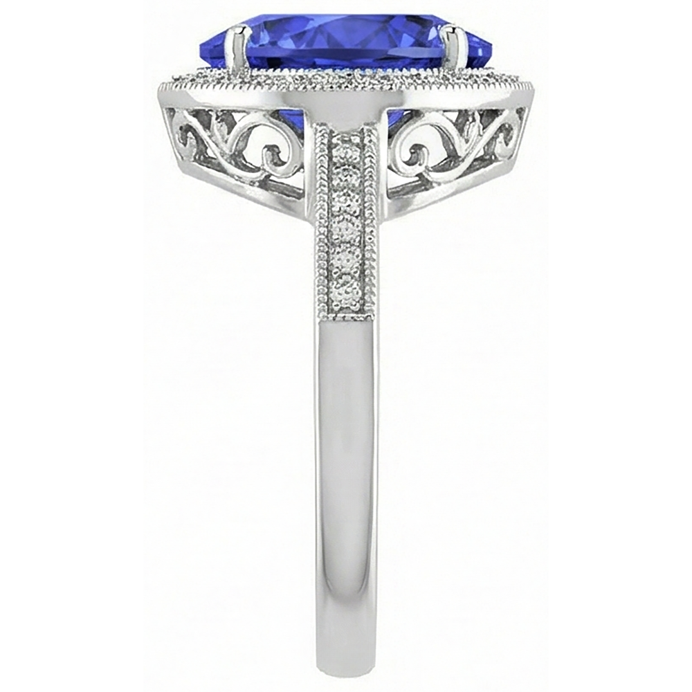White Gold 14K Heart Tanzanite And Natural Earth Mined DIAMOND ( NOT LAB GROWN )s Ring 7.76 Ct Jewellery
