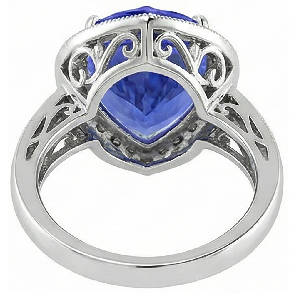 White Gold 14K Heart Tanzanite And Natural Earth Mined DIAMOND ( NOT LAB GROWN )s Ring 7.76 Ct Jewellery