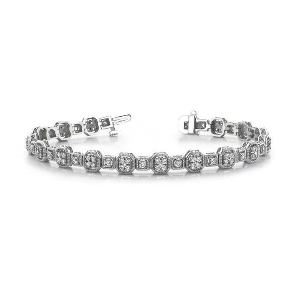 White Gold 14K Jewelry Tennis Bracelet Round Real Diamonds 4 Carats