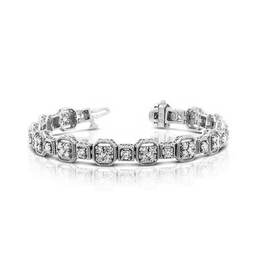 White Gold 14K Jewelry Tennis Bracelet Round Real Diamonds 4 Carats