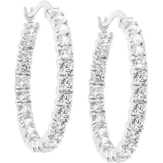 White Gold 14K Lady Hoop Earrings 4.80 Carats Sparkling Real Diamonds