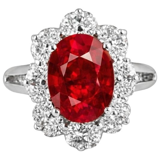 natural round ruby 5.90ct ring front view