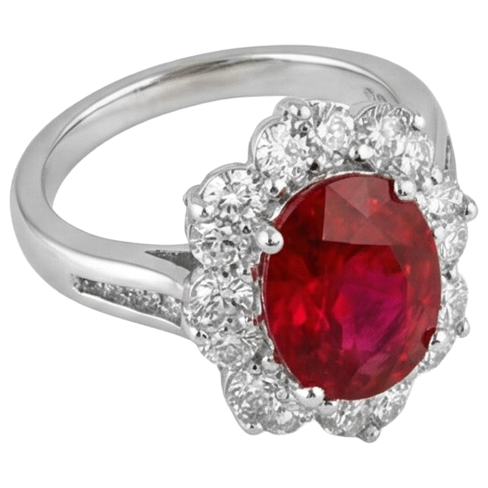 natural round ruby 5.90ct ring side angle