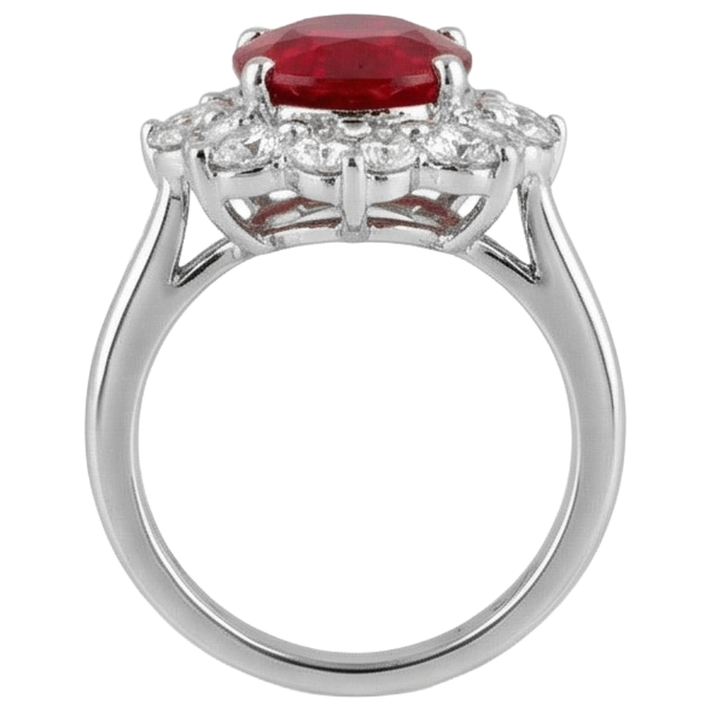 natural round ruby 5.90ct ring profile view