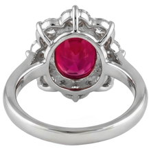 natural round ruby 5.90ct ring on white background