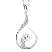 White Gold 14K Natural Diamond Pendant Double Prong Set Round Old Cut 2 Carats