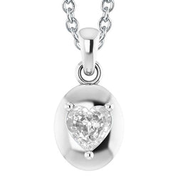 White Gold 14K Natural Earth Mined Diamond Pendant Heart Old Miner 2.50 Carats