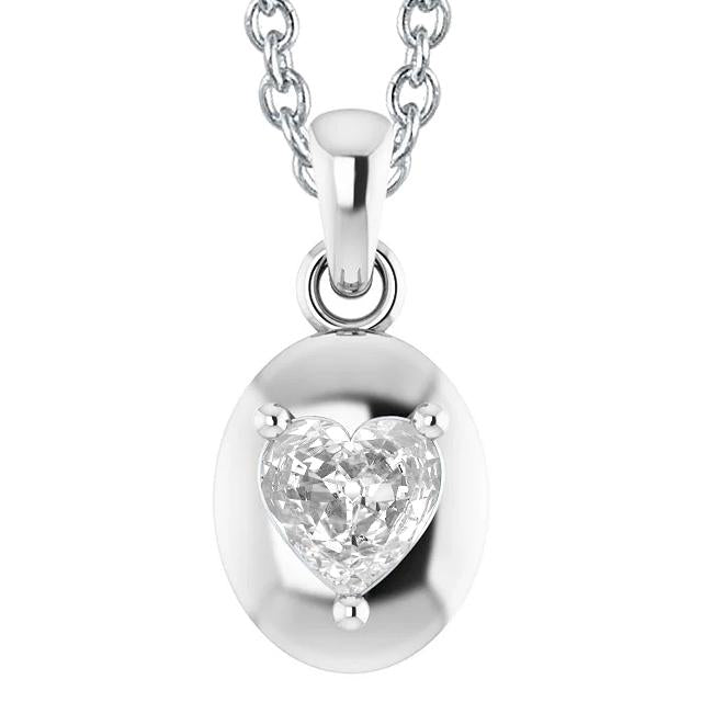 White Gold 14K  Natural Diamond Pendant Heart Old Miner 2.50 Carats