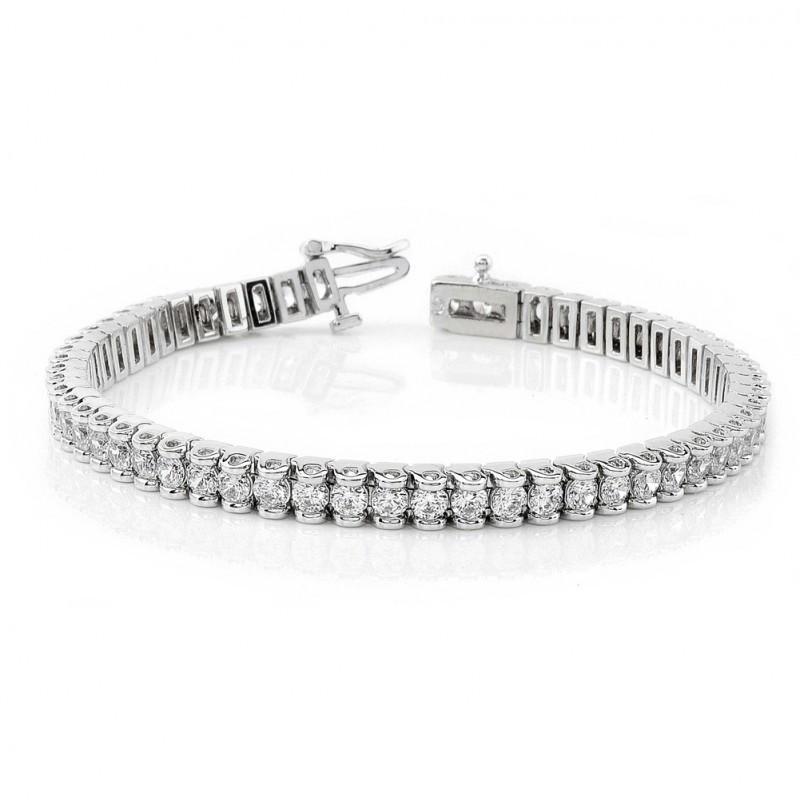 White Gold 14K Natural Diamonds Basic Tennis Bracelet 3.50 Carats