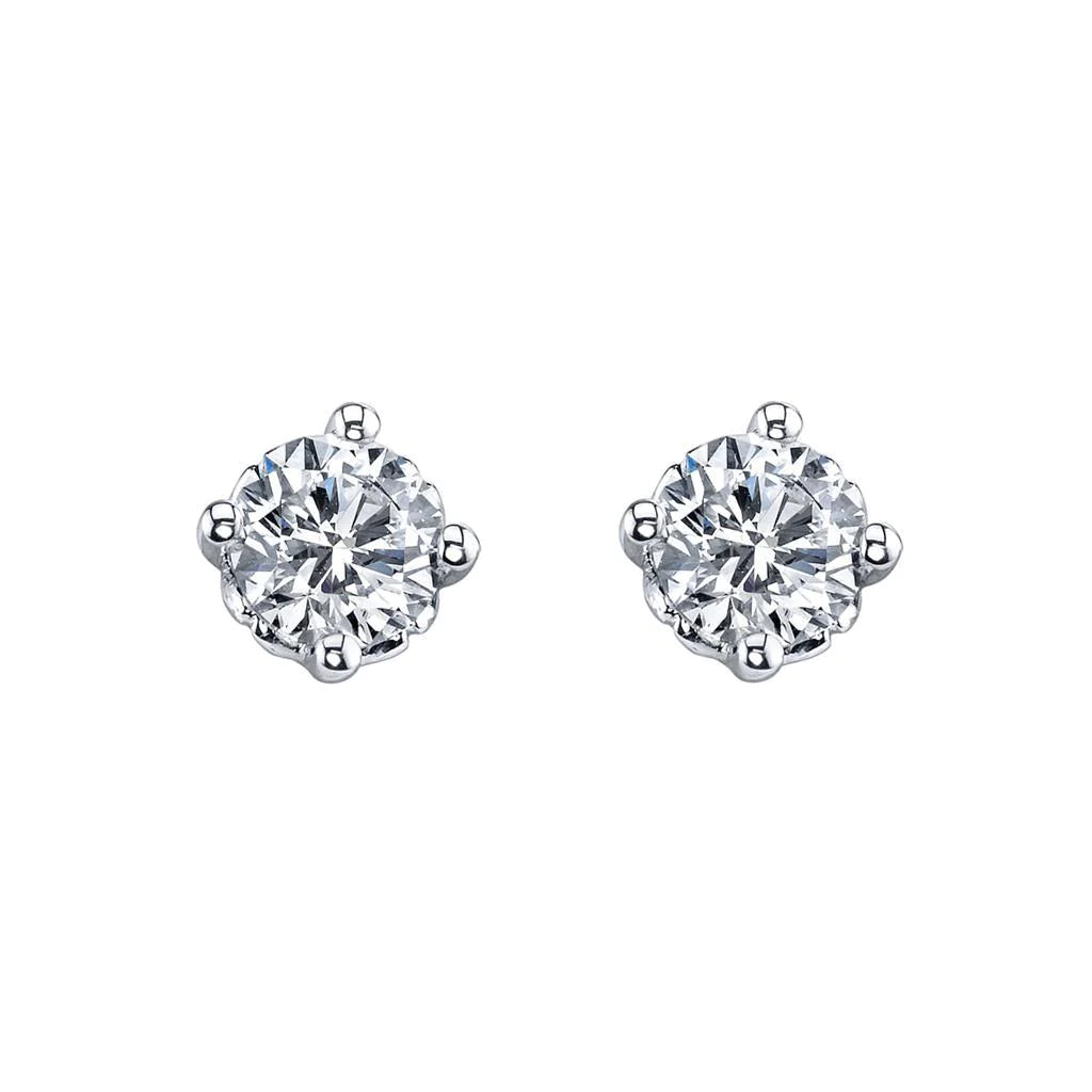 White Gold 14K Natural Diamonds Ladies Studs Earrings 3 Carats Round Cut New