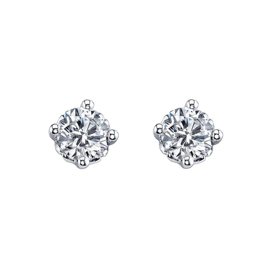White Gold 14K Natural Diamonds Ladies Studs Earrings 3 Carats Round Cut New