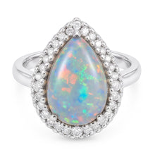 White Gold 14K Opal And Natural Earth Mined Diamonds 11.25 Carats Engagement Ring New