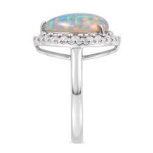 White Gold 14K Opal And Natural Earth Mined Diamonds 11.25 Carats Engagement Ring New