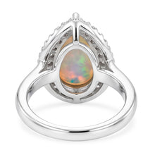 White Gold 14K Opal And Natural Earth Mined Diamonds 11.25 Carats Engagement Ring New