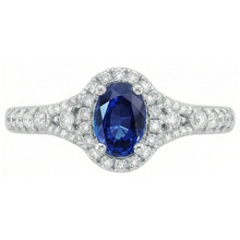 White Gold 14K Oval Cut Ceylon Blue Sapphire 3 Carats Natural Earth Mined DIAMOND ( NOT LAB GROWN ) Ring