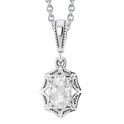 White Gold 14K Oval Old Miner Natural Diamond Pendant Star Style 3 Carats