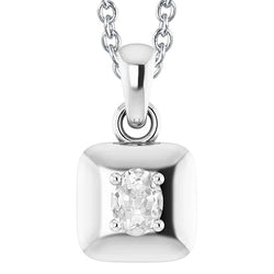 White Gold 14K Oval Old Miner Real Natural Earth Mined Diamond Pendant Prong Set 2 Carats