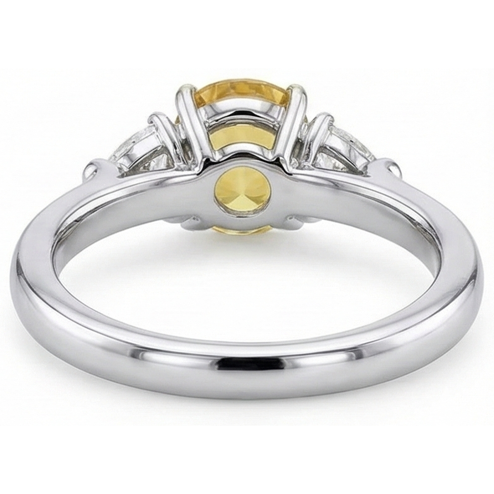 White Gold 14K Oval Yellow Sapphire And Trillion Natural Earth Mined Diamonds 4 Ct Ring