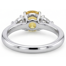 White Gold 14K Oval Yellow Sapphire And Trillion Natural Earth Mined Diamonds 4 Ct Ring