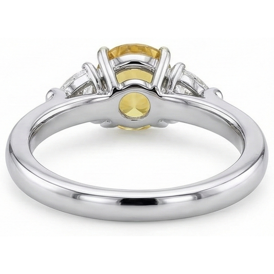 White Gold 14K Oval Yellow Sapphire And Trillion Natural Earth Mined Diamonds 4 Ct Ring