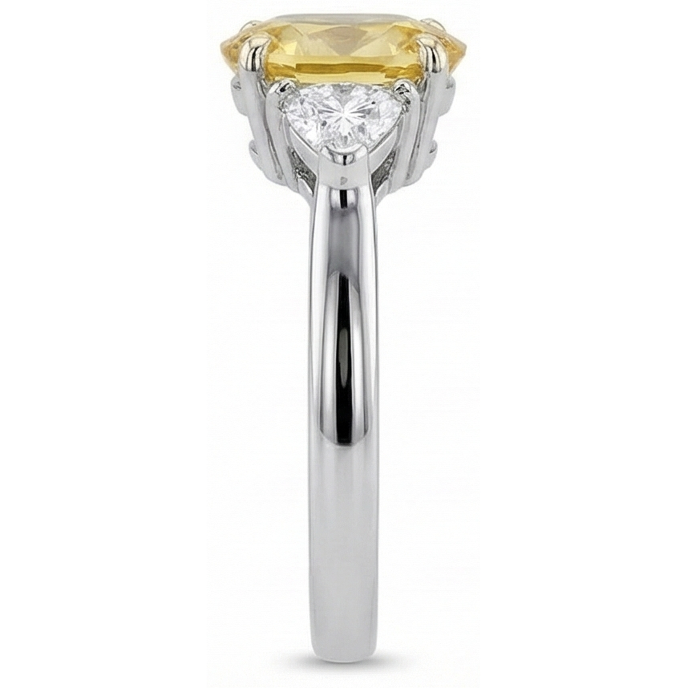 White Gold 14K Oval Yellow Sapphire And Trillion Natural Earth Mined Diamonds 4 Ct Ring