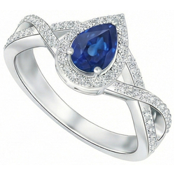 Natural Sapphire Ring 4.90ct - White Gold 14K