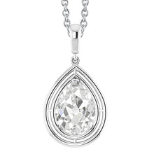 White Gold 14K Pear Old Miner Solitaire Real Diamond Pendant 2.50 Carats