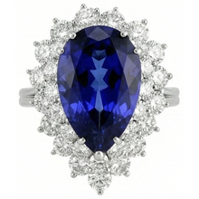 White Gold 14K Pear Tanzanite With Round Natural Earth Mined Diamonds 3.75 Ct Ring New