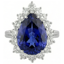 White Gold 14K Pear Tanzanite With Round Natural Earth Mined Diamonds 3.75 Ct Ring New