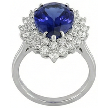 White Gold 14K Pear Tanzanite With Round Natural Earth Mined Diamonds 3.75 Ct Ring New