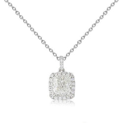 White Gold 14K Pendant Necklace With Chain 1.85 Carats Real Diamonds