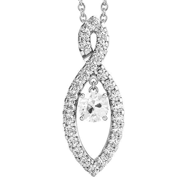 White Gold 14K Pendant Round Old Miner Real Diamond Prong Set 3.50 Carats