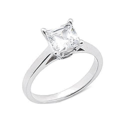 White Gold 14K Princess Cut 2.01 Carat Genuine Diamond Solitaire Ring