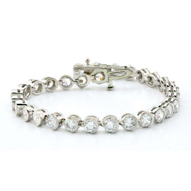 White Gold 14K Prong Genuine Diamonds Basic Tennis Bracelet 