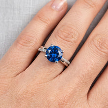 White Gold 14K Prong Set 3.30 Ct Blue Sapphire And Natural Earth Mined DIAMOND ( NOT LAB GROWN )s Ring New