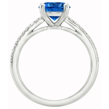 White Gold 14K Prong Set 3.30 Ct Blue Sapphire And Natural Earth Mined DIAMOND ( NOT LAB GROWN )s Ring New