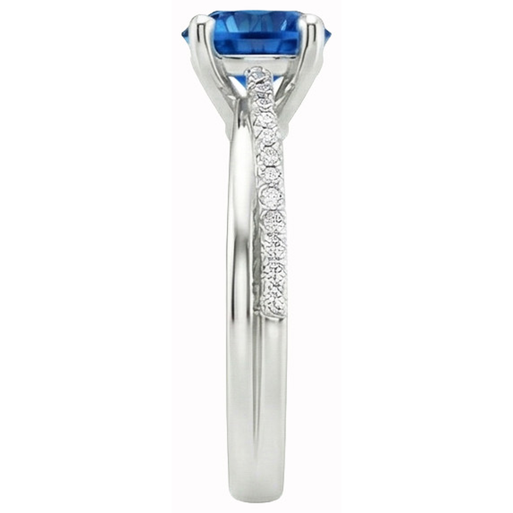 White Gold 14K Prong Set 3.30 Ct Blue Sapphire And Natural Earth Mined DIAMOND ( NOT LAB GROWN )s Ring New
