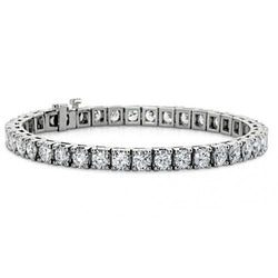 White Gold 14K Prong Set Round Cut 12 Carats Real Diamonds Bracelet