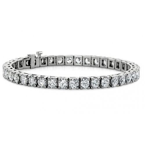 White Gold 14K Prong Set Round Cut 12 Carats Real Diamonds Bracelet