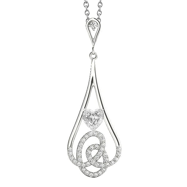 White Gold 14K Real Diamond Pendant Round & Heart Old Miner 2 Carats