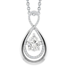 White Gold 14K Real Diamond Pendant Round & Pear Old Mine Cut 3 Carats