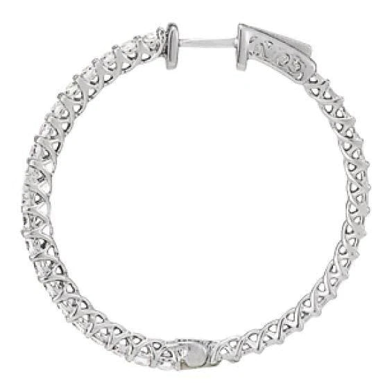 White Gold 14K Real Diamonds Earring 1.25 Carat Diamond Hoop Earrings