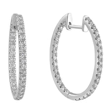 White Gold 14K Round 4.20 Carats Natural Small Diamonds Hoop Earrings New