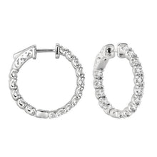 White Gold 14K Round Brilliant 3 Carat Natural Diamond Hoop Pair Women Earring