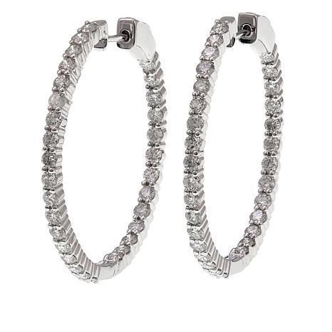 White Gold 14K Round Brilliant Cut 5 Ct Real Diamonds Hoop Earrings