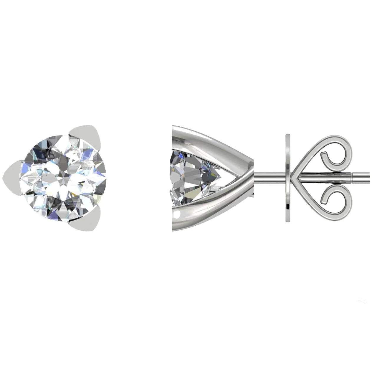 White Gold 14K Round Cut 2.50 Ct Genuine Diamonds Studs Earrings