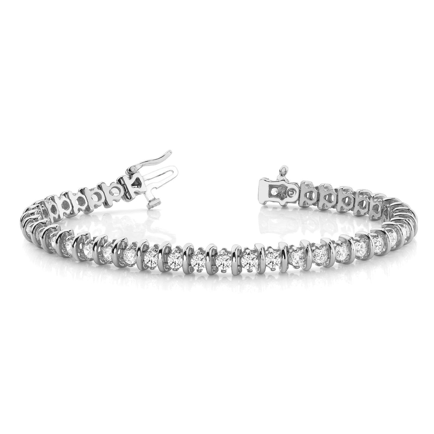 White Gold 14K Round Cut 4 Carats Sparkling Real Diamonds Bracelet