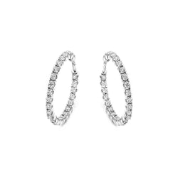 White Gold 14K Round Cut 4.50 Carats Natural Diamonds Hoop Earrings New