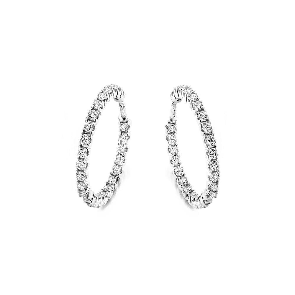 White Gold 14K Round Cut 4.50 Carats Natural Diamonds Hoop Earrings New